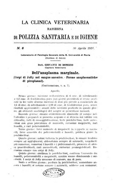 La clinica veterinaria rivista di medicina e chirurgia pratica degli animali domestici