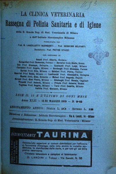 La clinica veterinaria rivista di medicina e chirurgia pratica degli animali domestici