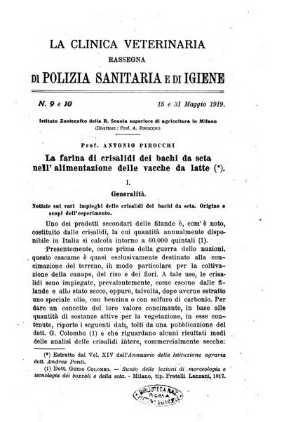 La clinica veterinaria rivista di medicina e chirurgia pratica degli animali domestici