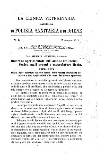 La clinica veterinaria rivista di medicina e chirurgia pratica degli animali domestici