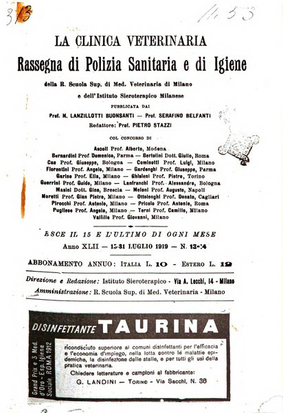 La clinica veterinaria rivista di medicina e chirurgia pratica degli animali domestici