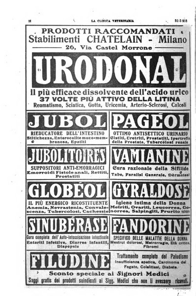 La clinica veterinaria rivista di medicina e chirurgia pratica degli animali domestici