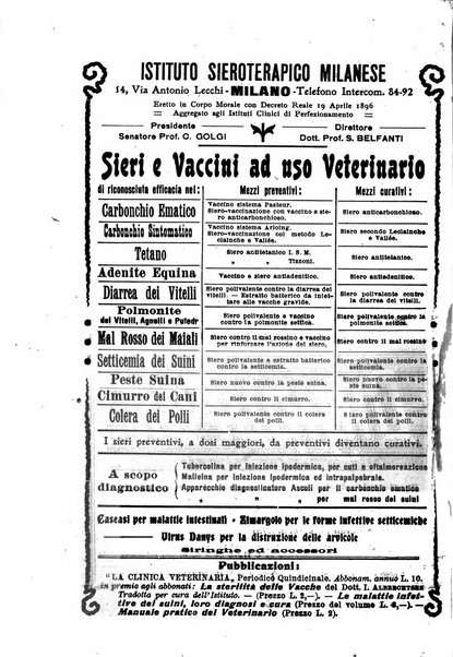 La clinica veterinaria rivista di medicina e chirurgia pratica degli animali domestici