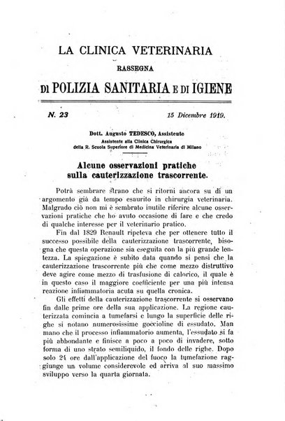 La clinica veterinaria rivista di medicina e chirurgia pratica degli animali domestici