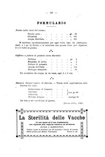 La clinica veterinaria rivista di medicina e chirurgia pratica degli animali domestici