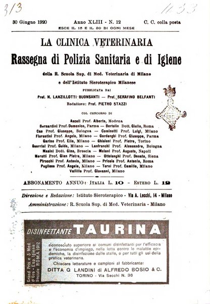 La clinica veterinaria rivista di medicina e chirurgia pratica degli animali domestici