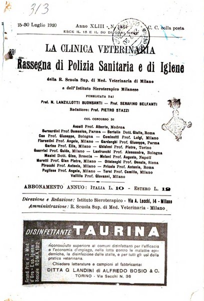 La clinica veterinaria rivista di medicina e chirurgia pratica degli animali domestici