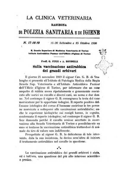 La clinica veterinaria rivista di medicina e chirurgia pratica degli animali domestici