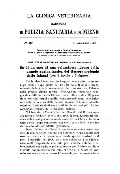 La clinica veterinaria rivista di medicina e chirurgia pratica degli animali domestici