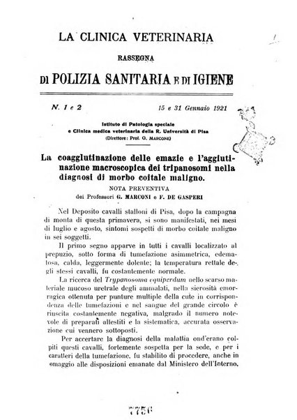 La clinica veterinaria rivista di medicina e chirurgia pratica degli animali domestici