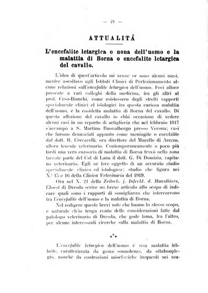 La clinica veterinaria rivista di medicina e chirurgia pratica degli animali domestici