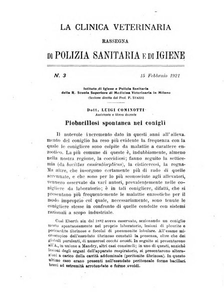 La clinica veterinaria rivista di medicina e chirurgia pratica degli animali domestici