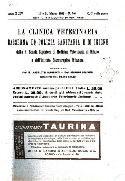 La clinica veterinaria rivista di medicina e chirurgia pratica degli animali domestici