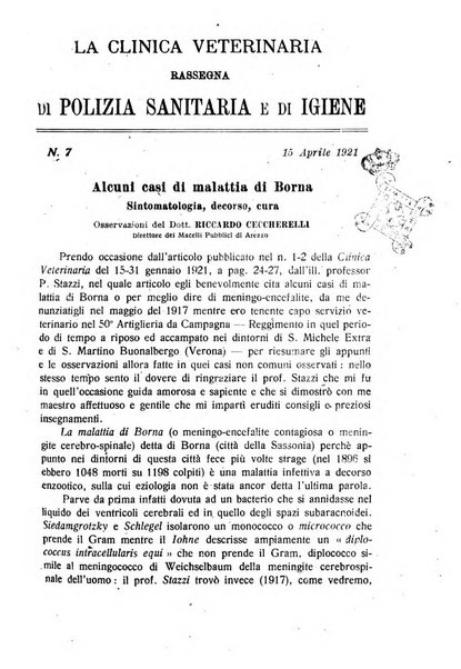 La clinica veterinaria rivista di medicina e chirurgia pratica degli animali domestici