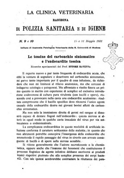 La clinica veterinaria rivista di medicina e chirurgia pratica degli animali domestici