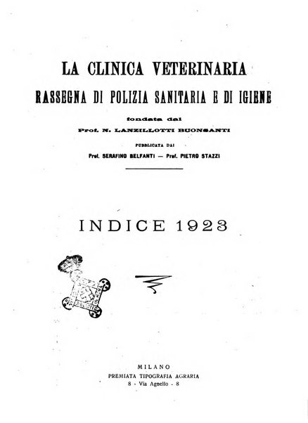 La clinica veterinaria rivista di medicina e chirurgia pratica degli animali domestici