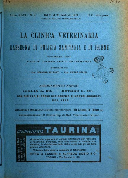 La clinica veterinaria rivista di medicina e chirurgia pratica degli animali domestici