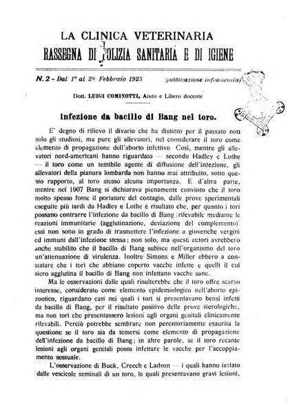 La clinica veterinaria rivista di medicina e chirurgia pratica degli animali domestici