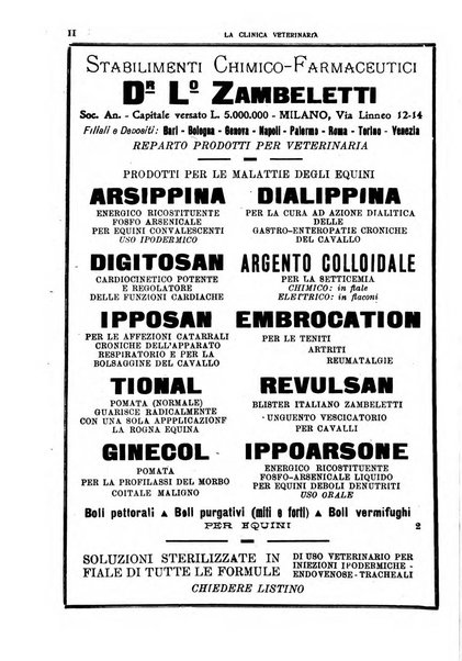 La clinica veterinaria rivista di medicina e chirurgia pratica degli animali domestici