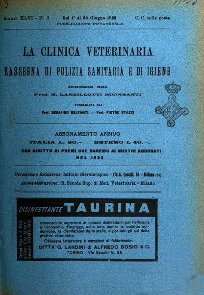 La clinica veterinaria rivista di medicina e chirurgia pratica degli animali domestici