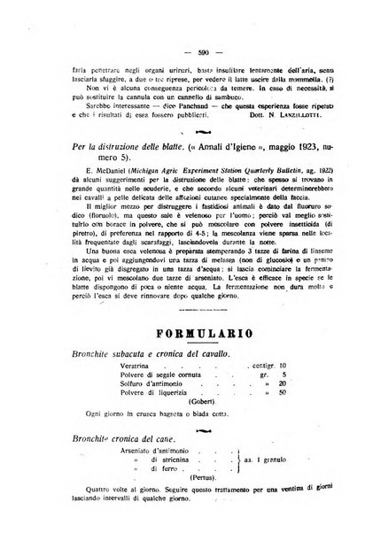 La clinica veterinaria rivista di medicina e chirurgia pratica degli animali domestici