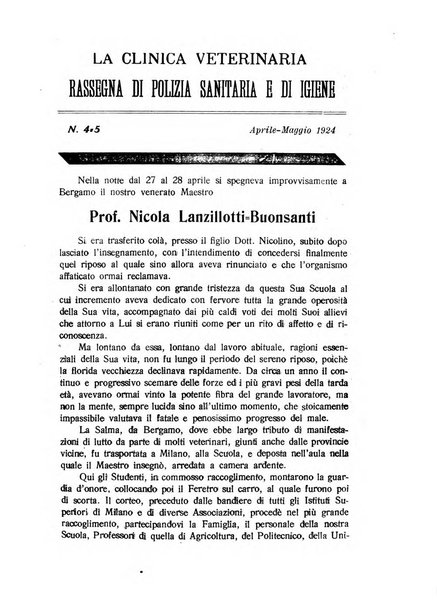 La clinica veterinaria rivista di medicina e chirurgia pratica degli animali domestici