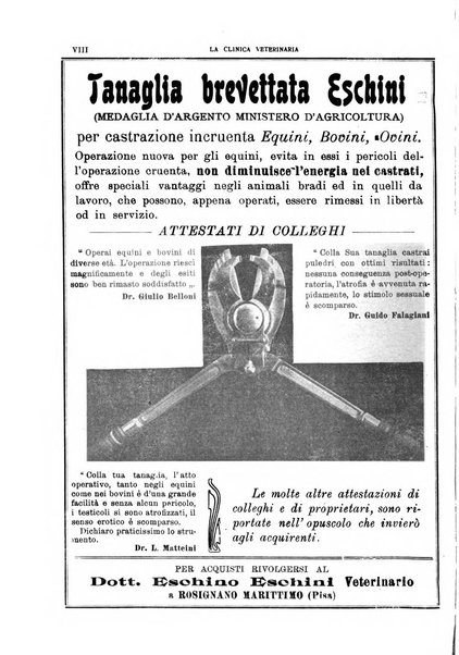 La clinica veterinaria rivista di medicina e chirurgia pratica degli animali domestici