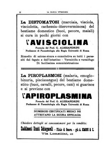 La clinica veterinaria rivista di medicina e chirurgia pratica degli animali domestici