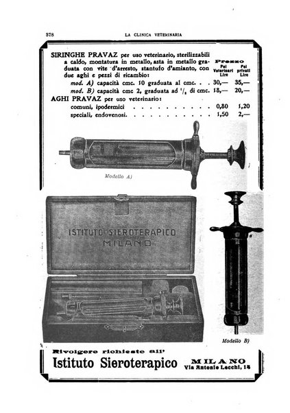 La clinica veterinaria rivista di medicina e chirurgia pratica degli animali domestici