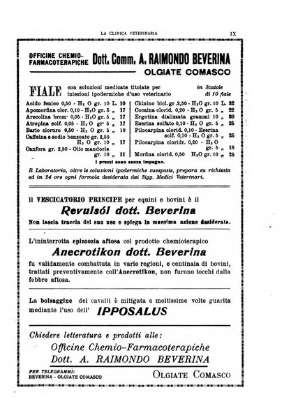 La clinica veterinaria rivista di medicina e chirurgia pratica degli animali domestici