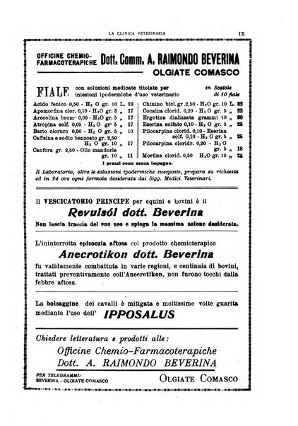 La clinica veterinaria rivista di medicina e chirurgia pratica degli animali domestici