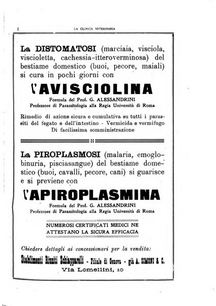 La clinica veterinaria rivista di medicina e chirurgia pratica degli animali domestici