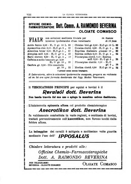 La clinica veterinaria rivista di medicina e chirurgia pratica degli animali domestici