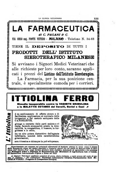 La clinica veterinaria rivista di medicina e chirurgia pratica degli animali domestici