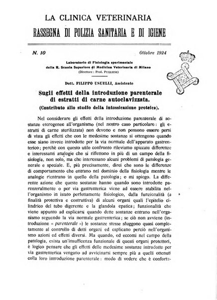 La clinica veterinaria rivista di medicina e chirurgia pratica degli animali domestici