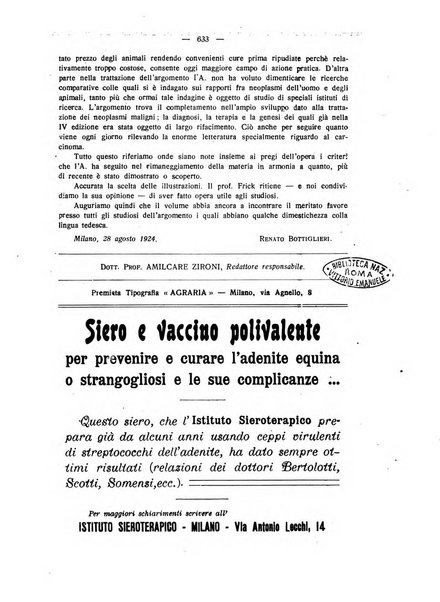 La clinica veterinaria rivista di medicina e chirurgia pratica degli animali domestici