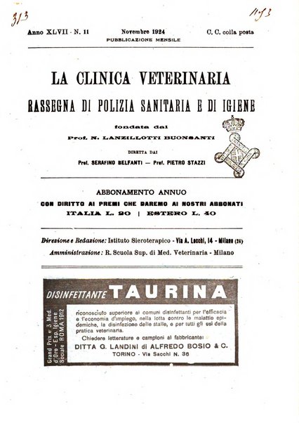 La clinica veterinaria rivista di medicina e chirurgia pratica degli animali domestici