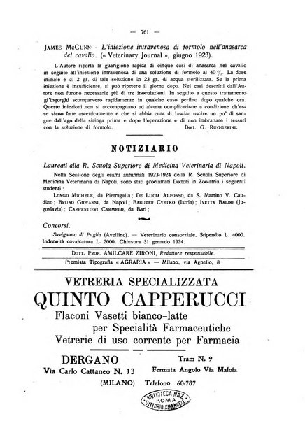 La clinica veterinaria rivista di medicina e chirurgia pratica degli animali domestici