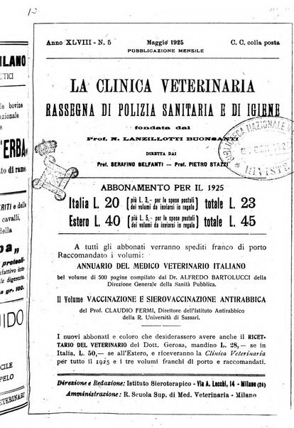 La clinica veterinaria rivista di medicina e chirurgia pratica degli animali domestici