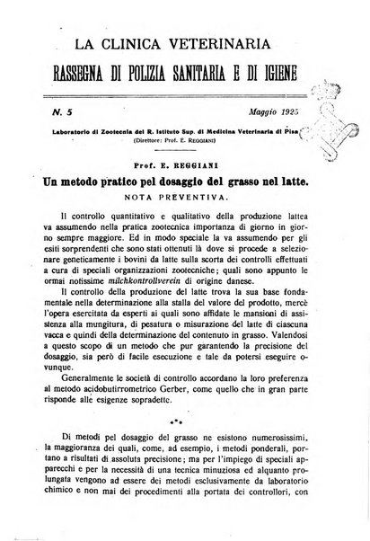 La clinica veterinaria rivista di medicina e chirurgia pratica degli animali domestici