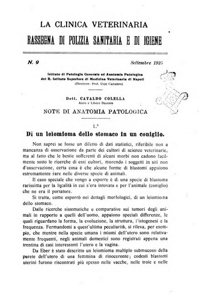 La clinica veterinaria rivista di medicina e chirurgia pratica degli animali domestici