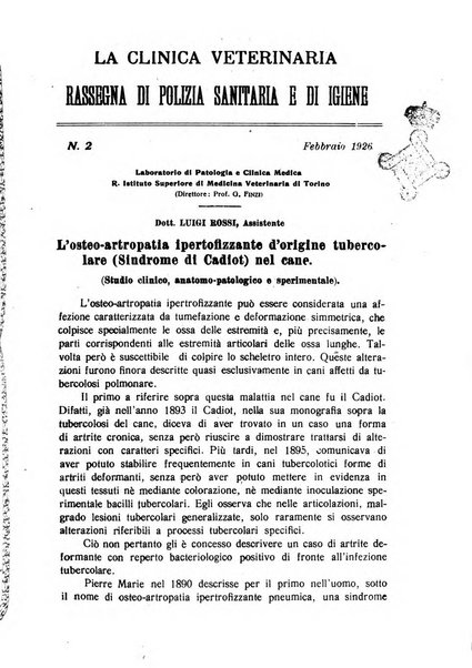 La clinica veterinaria rivista di medicina e chirurgia pratica degli animali domestici