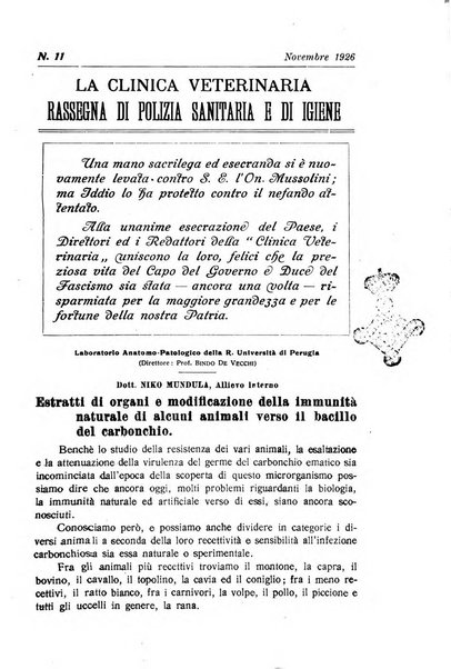 La clinica veterinaria rivista di medicina e chirurgia pratica degli animali domestici