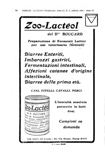 La clinica veterinaria rivista di medicina e chirurgia pratica degli animali domestici