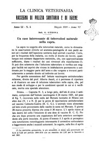 La clinica veterinaria rivista di medicina e chirurgia pratica degli animali domestici