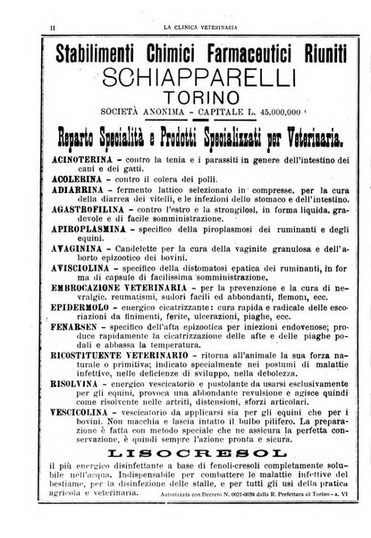 La clinica veterinaria rivista di medicina e chirurgia pratica degli animali domestici