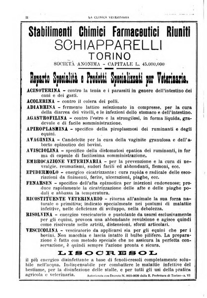 La clinica veterinaria rivista di medicina e chirurgia pratica degli animali domestici