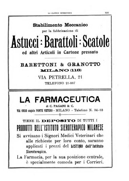 La clinica veterinaria rivista di medicina e chirurgia pratica degli animali domestici