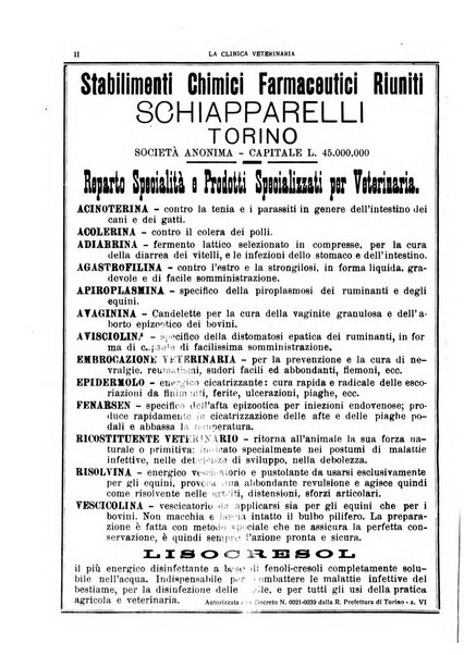 La clinica veterinaria rivista di medicina e chirurgia pratica degli animali domestici