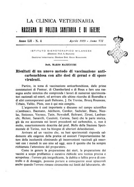 La clinica veterinaria rivista di medicina e chirurgia pratica degli animali domestici